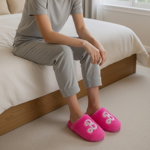 Barbie Pink Slippers with Faux Pearls Tik Tok Viral Size XL 9.5-10.5 NWT - Picture 8 of 10